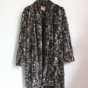 New Johnny Was Leopard Faux-Fur Coat,, Size S